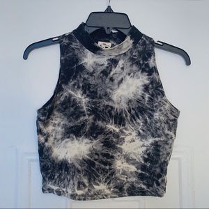One Clothing Mock Neck Tie Dye Sleeveless Crop Top